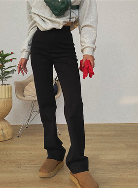 LLD 高弹黑色高腰烟管裤硬挺质感 加厚弹力显瘦