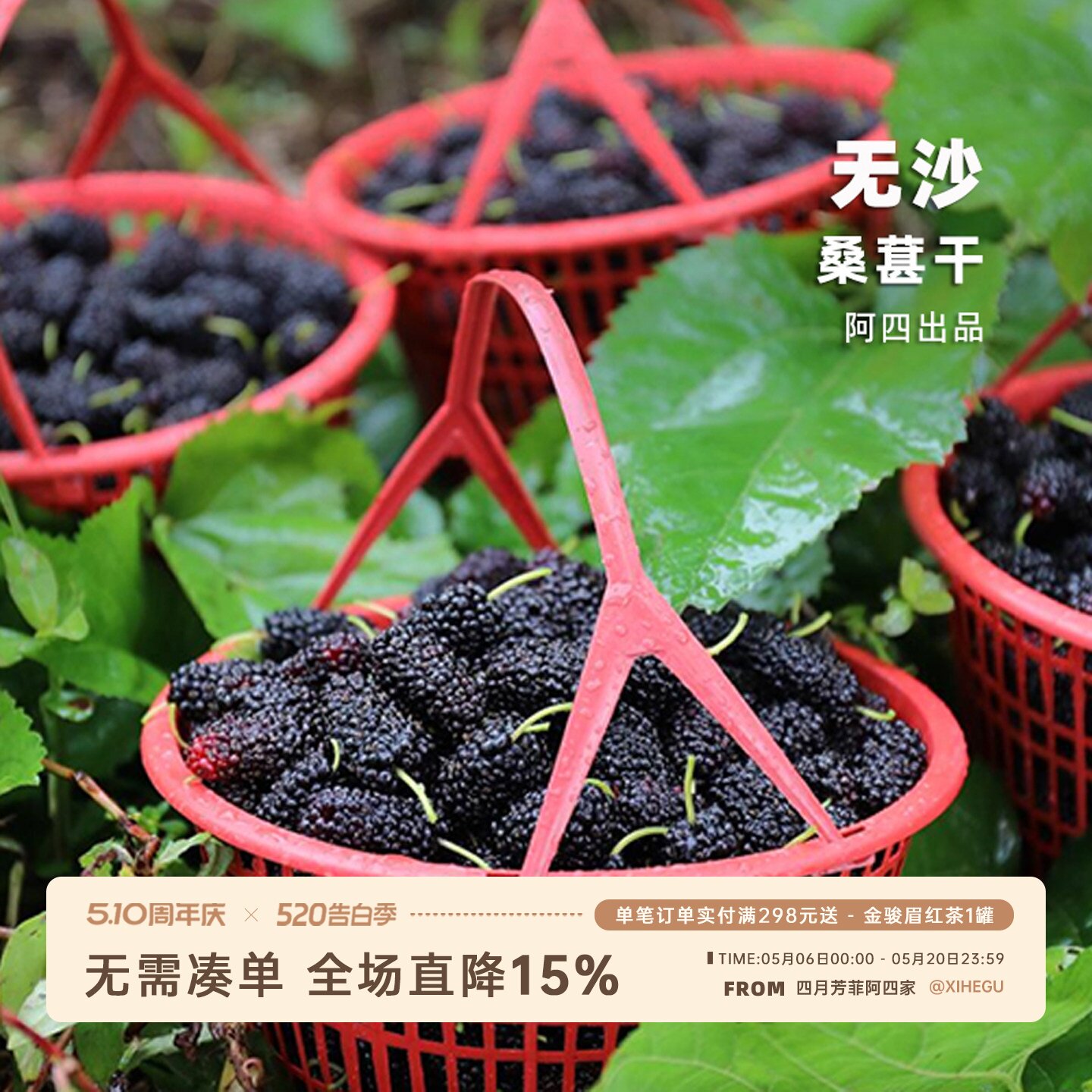 阿四出品 | 真的没沙子的桑葚干 免洗无沙即食果干 拒绝硫熏300克