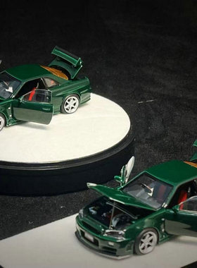 PGM641005 1/64 GTR R34 Z-TUNE英国绿合金全开仿真汽车模型 预售