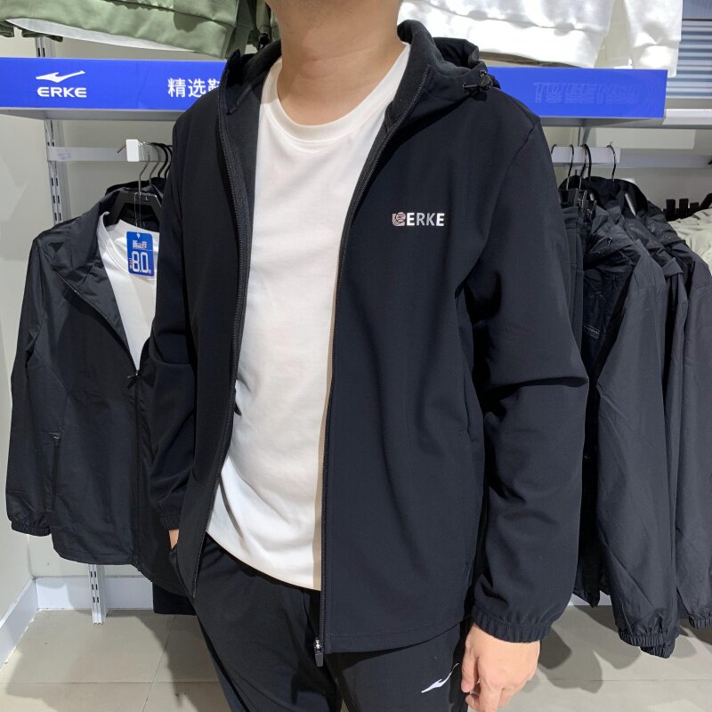 加绒夹克外套鸿星尔克运动上衣男