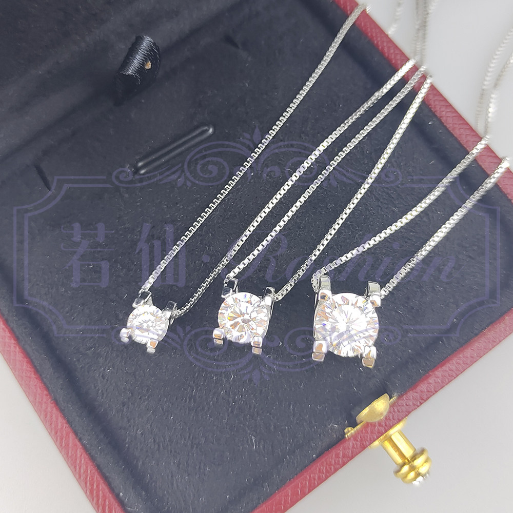 牛头牛角项链女款吊坠S925纯银镀金仿真钻石小众轻奢1克拉50分新