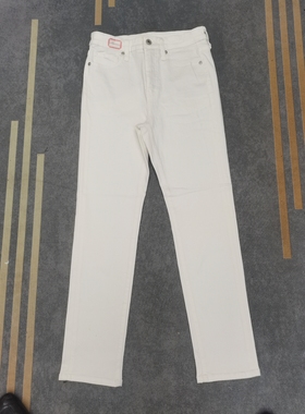 优YK女牛仔裤新款高腰直筒裤弹力烟管裤白色偏小脚裤