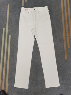 优YK女牛仔裤新款高腰直筒裤弹力烟管裤白色偏小脚裤