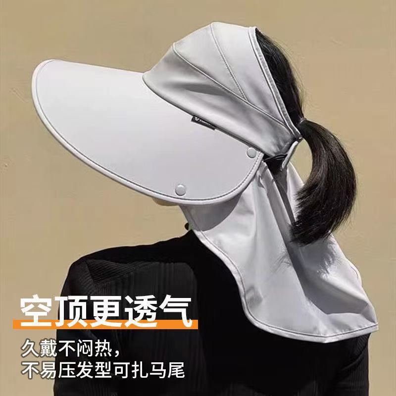 夏天女护颈防紫外线遮阳帽超大版帽檐遮太阳帽披肩特大版防晒帽子