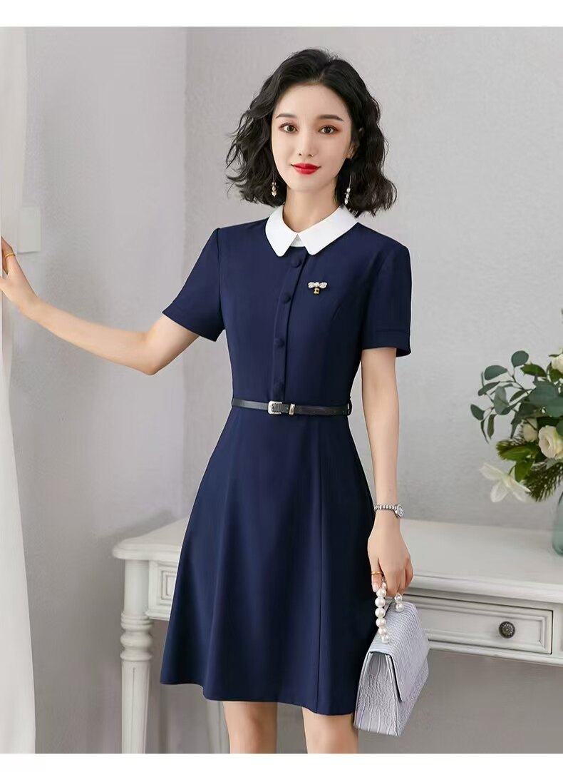 加肥加大码显瘦宽松连衣裙子夏天职业教师培圳面试正装工作服通勤