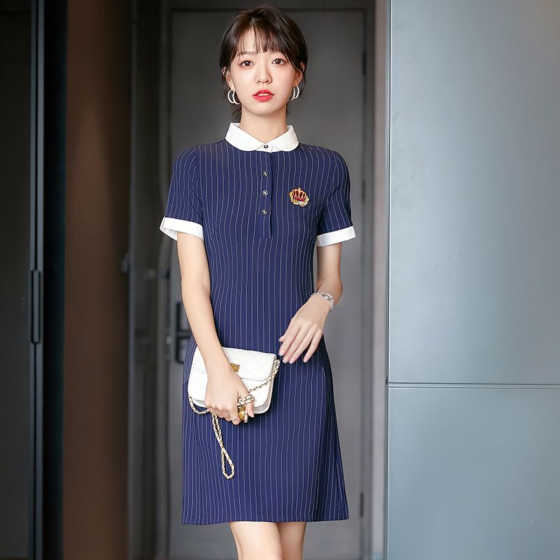 职业装加肥加大版连衣裙面试夏天幼师工作服装教师OL工装上班通勤