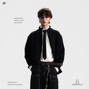 BOBBY ABLEY美式休闲立领拉链针织开衫毛衣男慵懒风保暖外套