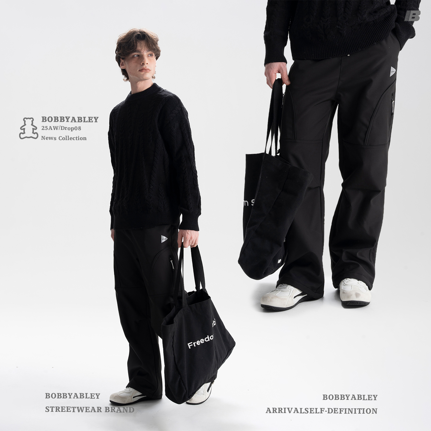 BOBBY ABLEY美式街头机能风阔腿直筒休闲宽松户外工装百搭休闲裤