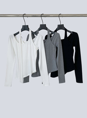 THEIRS 假两件绑带打底衫女秋季外传修身显瘦叠穿设计感上衣新款