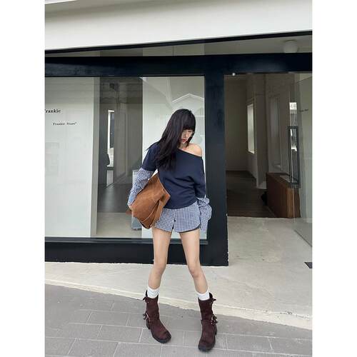 小个子长袖T恤女春季小众设计感