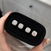 方糖家 女 纯银D色一克拉莫桑钻方糖耳钉轻奢高级小众耳环2026新款