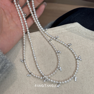 天然珍珠项链轻奢气质流苏锁骨链女款 高级感施家珍珠 经典 方糖家