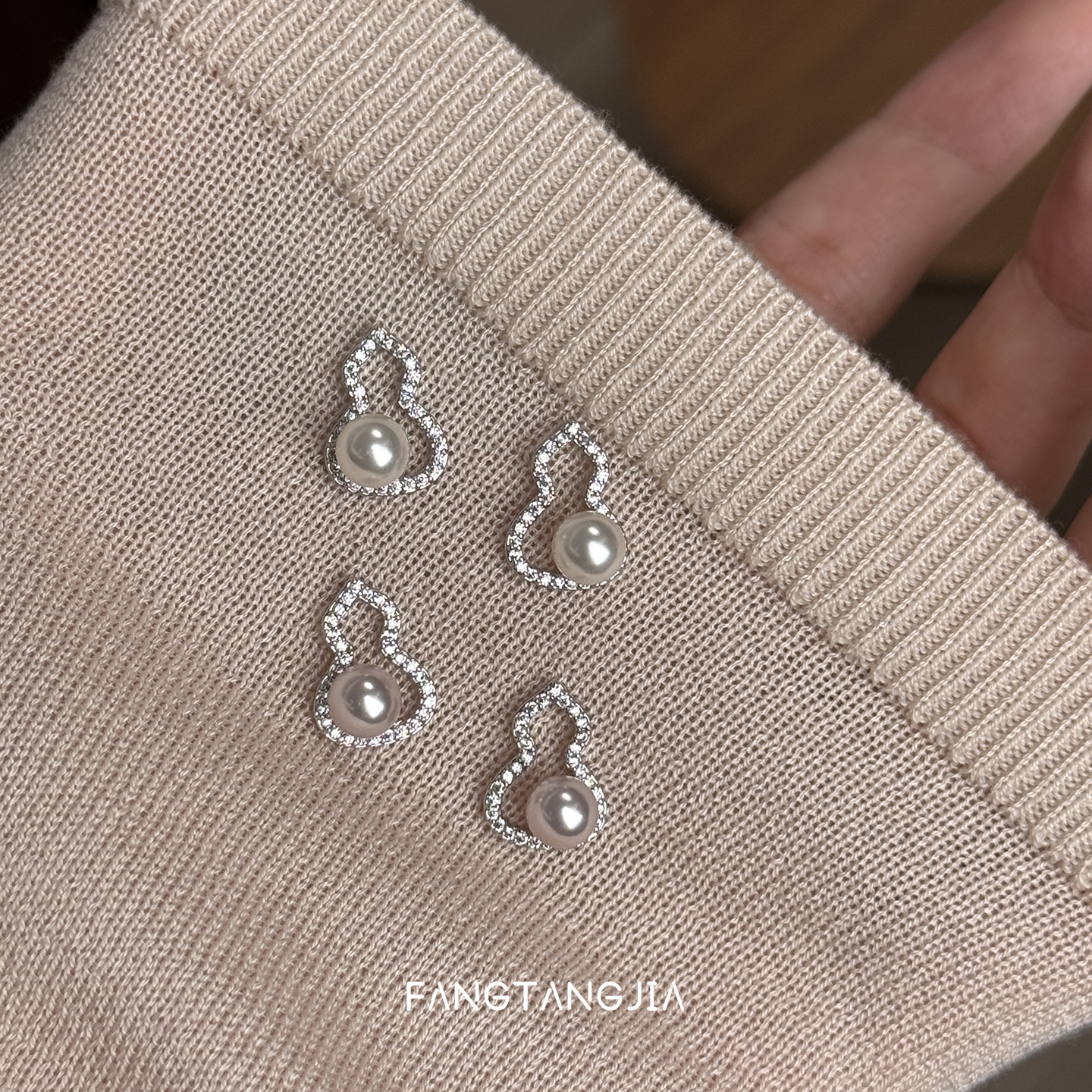 方糖家新中式葫芦珍珠耳钉