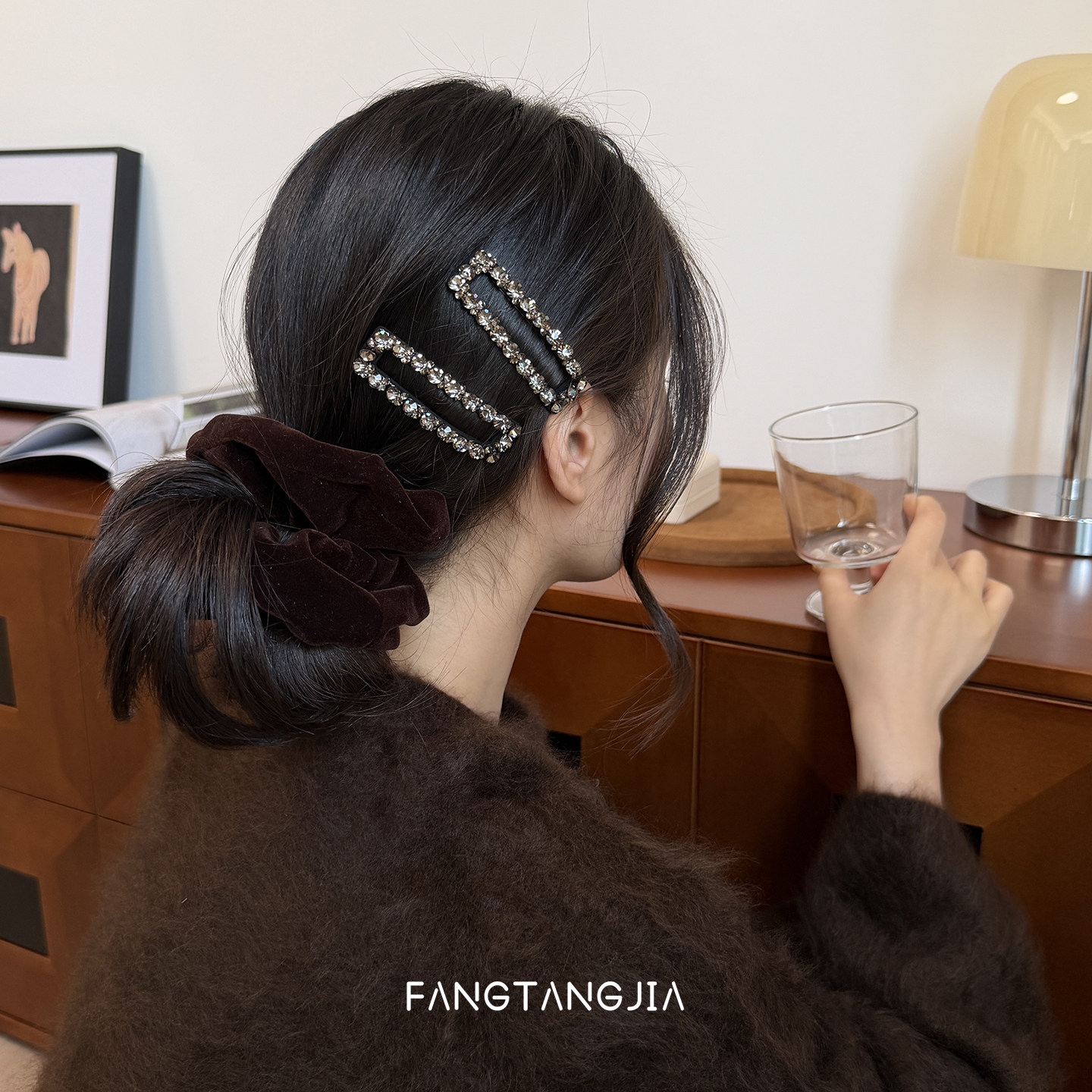 秋冬复古咖灰色水钻长方形BB夹发夹2025新款轻奢气质刘海夹边夹女,饰品/流行首饰/时尚饰品新,发饰,淘宝优惠券,粉丝福利购,淘宝优惠卷