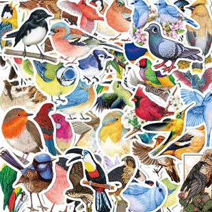 100张水墨风鸟贴纸高颜值卡通动漫涂鸦小动物diy电脑水杯装饰贴画