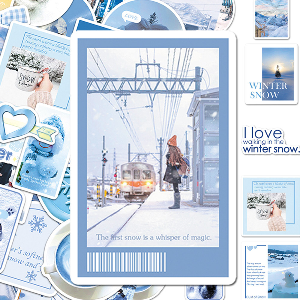 100张冬日蓝调絮语贴纸韩系简约创意小清新氛围感装饰diy手账贴画,文具电教/文化用品/商务用品,贴纸/立体贴纸,淘宝优惠券,粉丝福利购,淘宝优惠卷