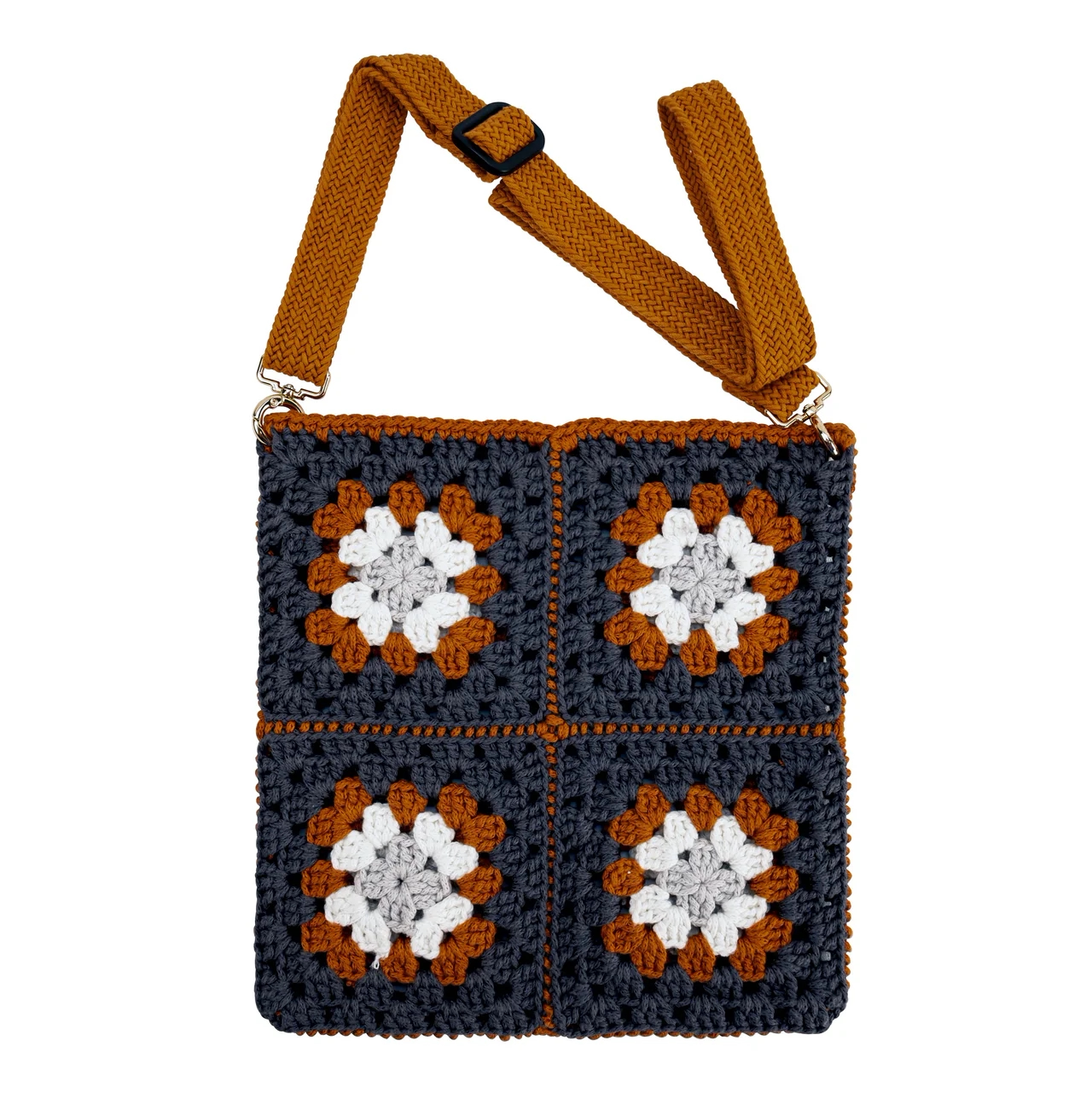 夏日祖母方格斜挎包日常钩织材料包手工编织包包毛线diy自己制作