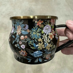 复古搪瓷水杯咖啡杯早餐杯马克杯花瓶 法式