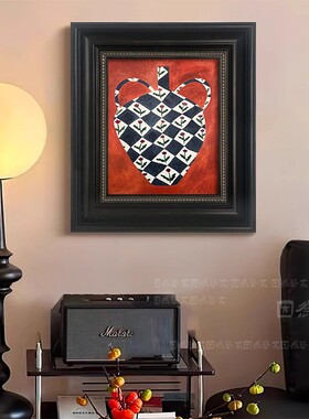 丹麦抽象花瓶装饰画法式小众艺术客厅壁画玄关柜卧室文艺复古挂画