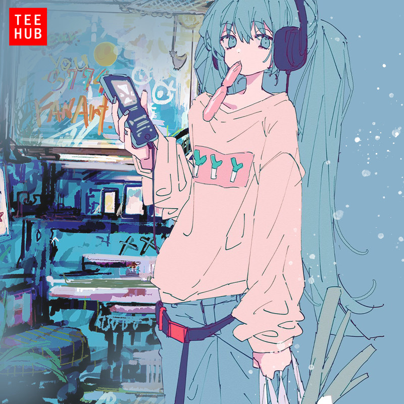 初音未来miku联名短袖卫衣日系二次元葱娘周边动漫衣服男女情侣装