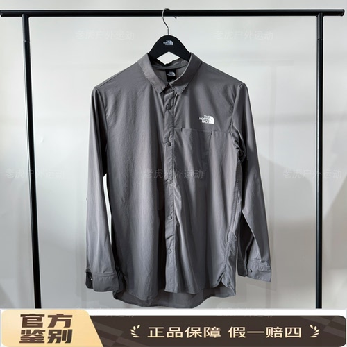 北面THE NORTH FACE 防晒防泼水户外舒适休闲长袖 衬衫灰NF0A4NCQ