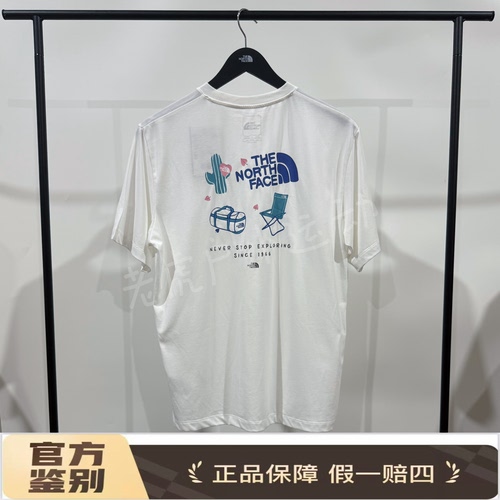 TheNorthFace北面户外 休闲透气速干背面印花圆领短袖T恤白色8GZ5