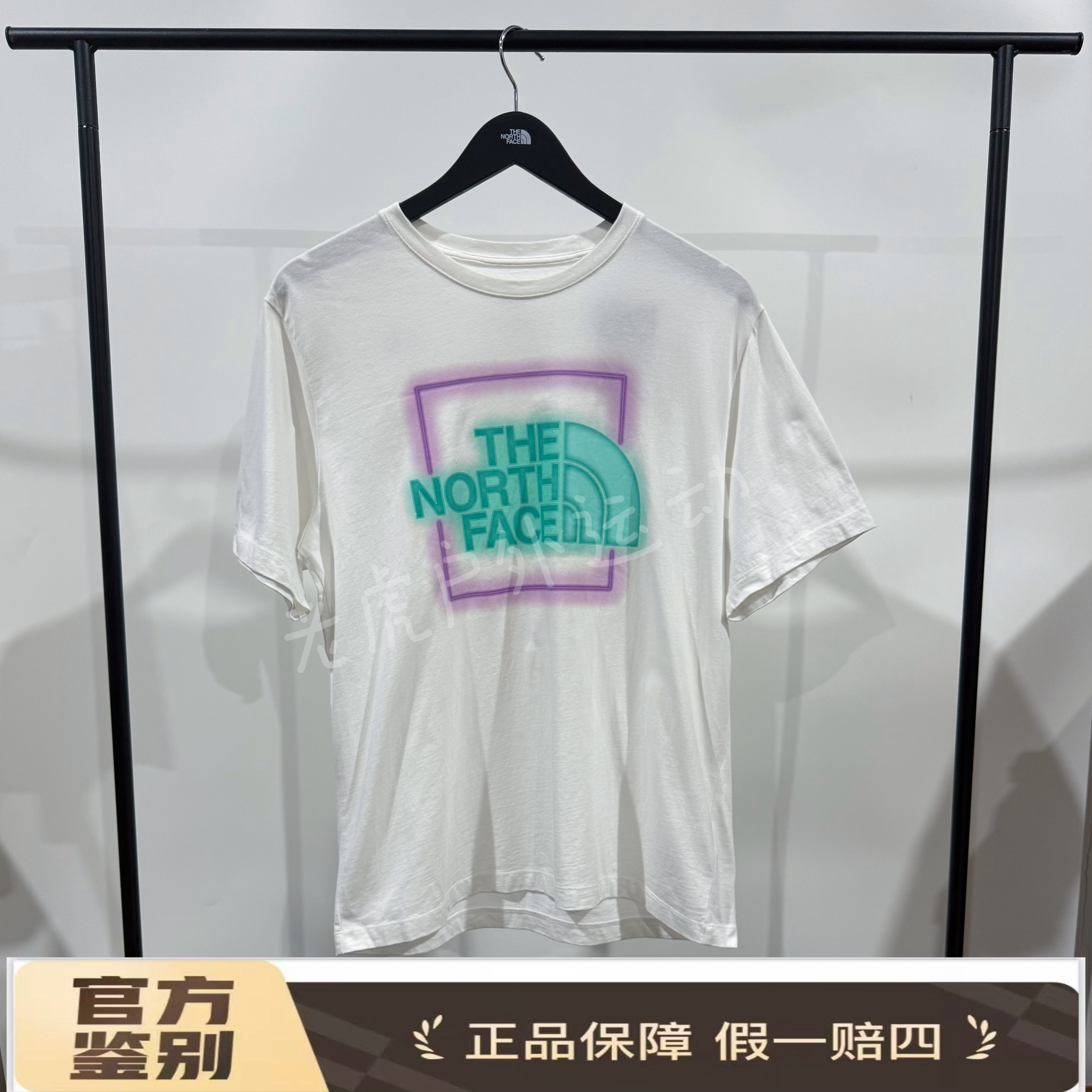 北面THE NORTH FACE 几何图案透气印花圆领短袖 T恤 白色NF0A81N6