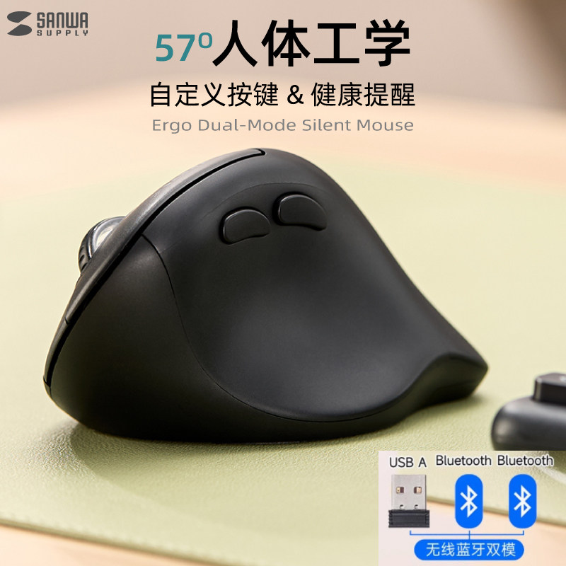 日本SANWA无线鼠标双模蓝牙静音图片