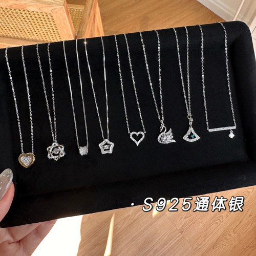 通体s925纯银项链女超闪莫桑钻锆石精致高级感百搭日常锁骨链女