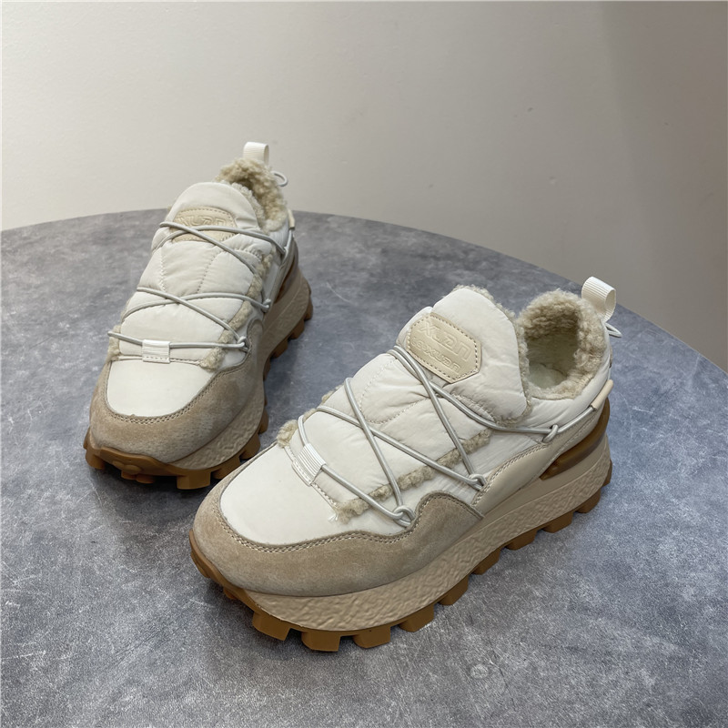 2024冬季面包雪地靴女真皮羽绒阿甘鞋加厚保暖厚底防滑东北一脚蹬