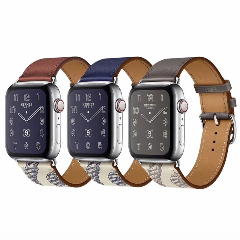 爱马仕同款顶配 适用于iwatch纯真小牛皮表带全铝连接器手工缝线