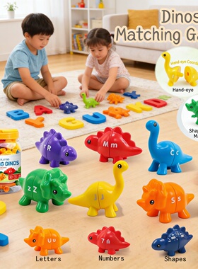 儿童恐龙字母数字认知配对玩具益智早教形状颜色游戏幼儿园教具2+