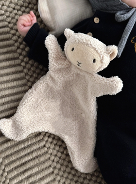 新生儿可爱小熊毛绒安抚巾婴幼儿手偶玩具白色羊羔毛安抚神器0岁+