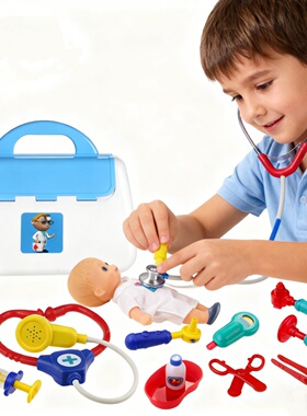 儿童医生过家家玩具套装男女孩扮演医疗箱听诊器仿真玩具13件装2+