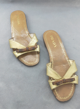 09点 二手 奢侈品牌PA 女士古着时尚夏季平底凉鞋 36－37码 T195