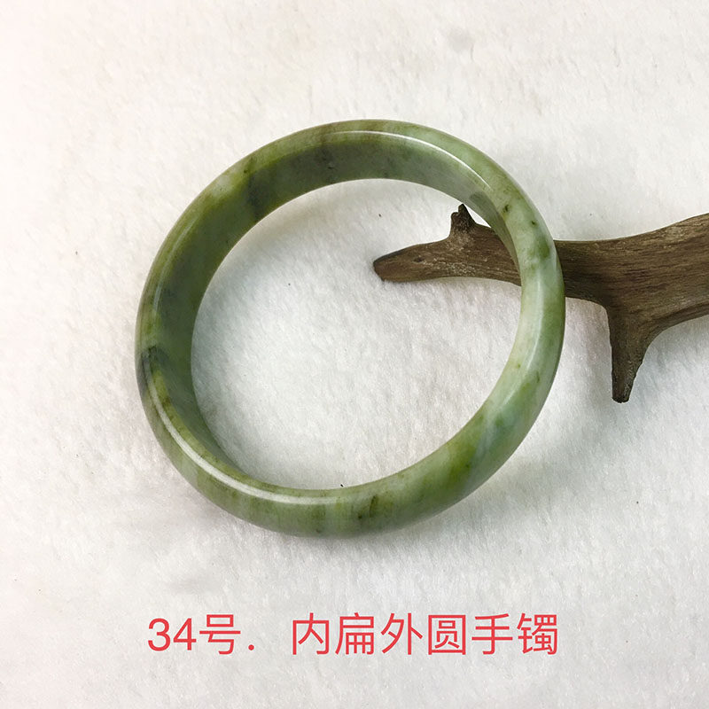独山玉手镯南阳独山玉扁条手镯独玉绿白底飘花手镯独山玉扁条手镯