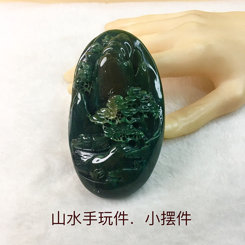 独山玉精品山水手把件独山玉山水手玩件独山玉手把件独山玉山水件