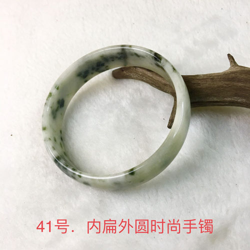 南阳独山玉绿白料扁条手镯