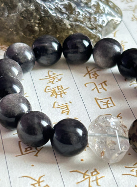 售罄收藏级天然双眼银耀闪灵钻菩提老银扎基平安多福手串男女同款