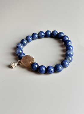 孤品 老料蓝兔毛团团／香槟兔毛切925进口银饰