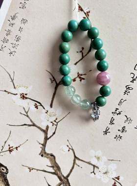 售罄仅欣赏松石绿草莓晶紫马粉老银配饰手串珠新中式 ins风手串