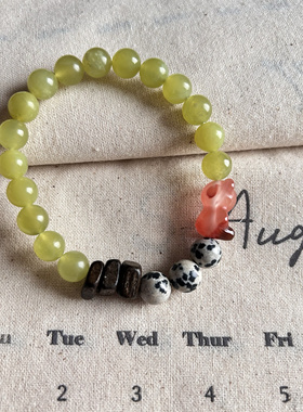 【小调皮】天然玉南红小熊沉香木天然石女款手串手链