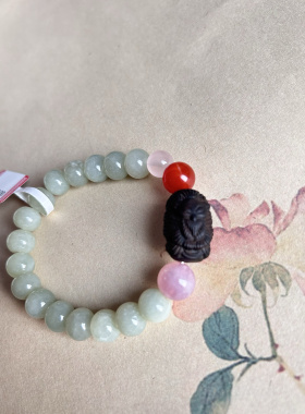 天然玉沉香凤九桶珠南红紫马粉多宝配色手链新中式国风款送闺蜜礼