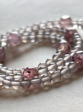 烟紫玛瑙老矿草莓晶锁骨链 三圈手链简约百搭韩版