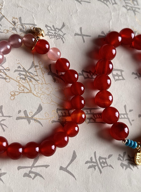 【丹罽】南红玛瑙糖料古法沙金 growthring原创手串