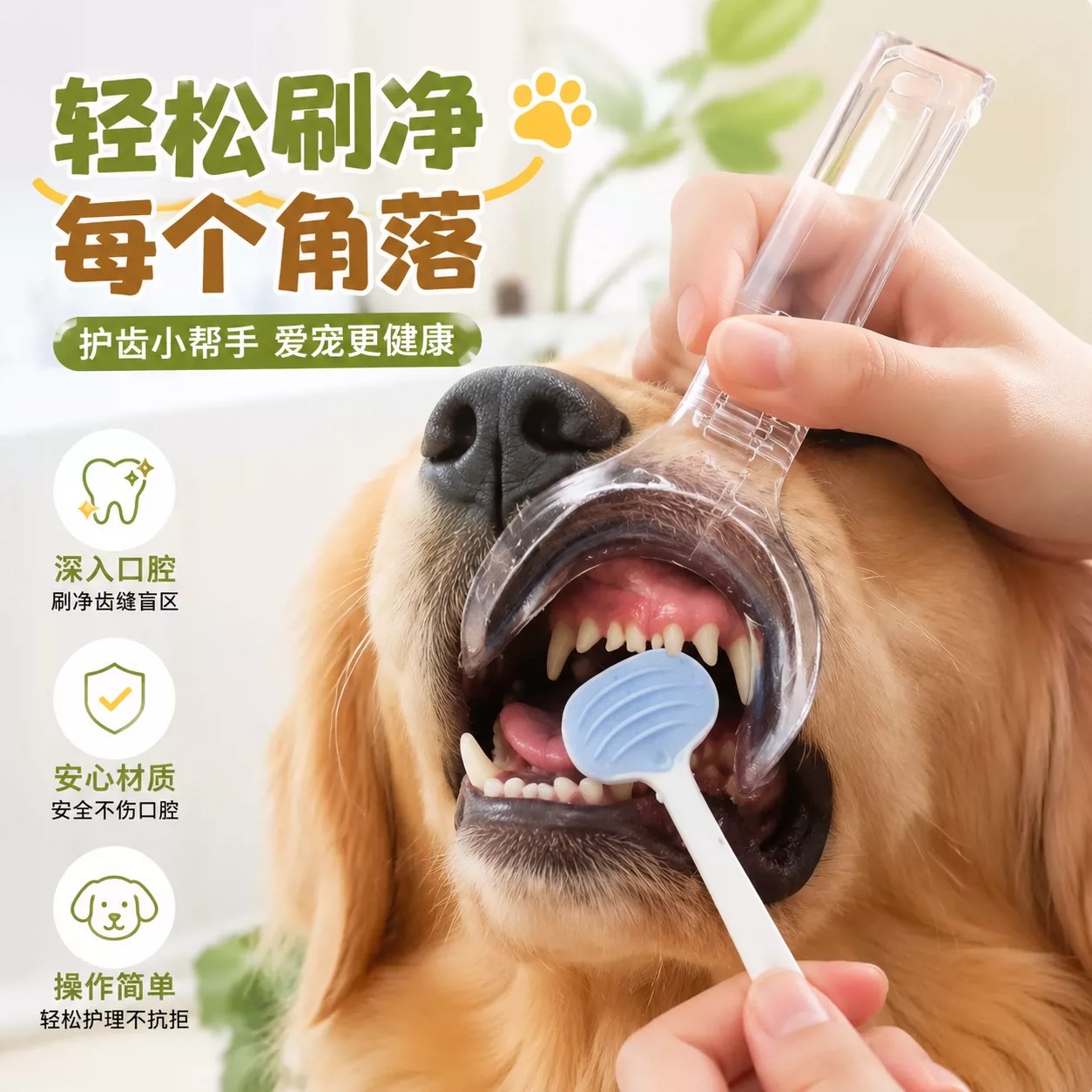 狗狗刷牙辅助器小狗款开口固定器口腔清洁侧边扩口牙结石清理工具
