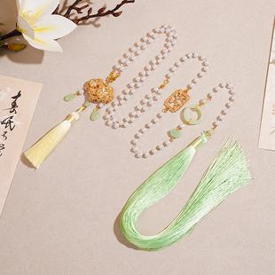 长款璎珞明制流苏项链备云如意金锁汉服项圈古风软璎珞马面裙配饰