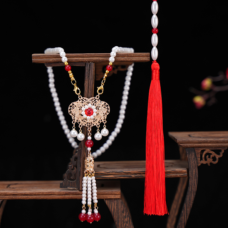 女结婚敬酒马面裙配饰长璎珞项链