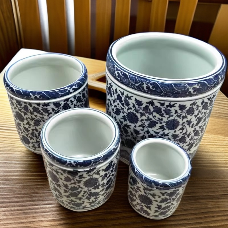 青花瓷陶瓷笔筒拔罐景德镇