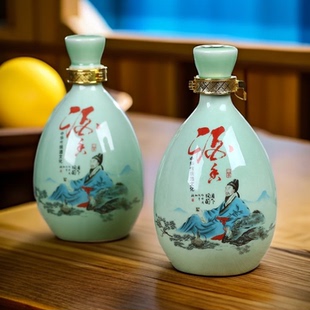 景德镇陶瓷空酒瓶1斤密封酒壶带把柄家用酒罐长期存酒专用酒容器